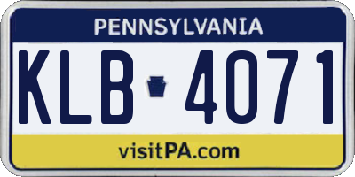 PA license plate KLB4071