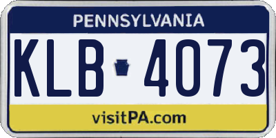 PA license plate KLB4073
