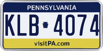 PA license plate KLB4074