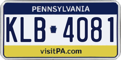PA license plate KLB4081