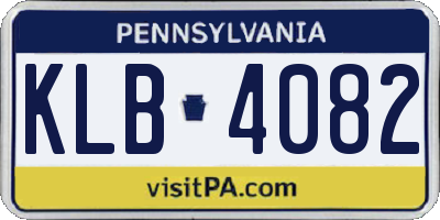 PA license plate KLB4082