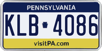 PA license plate KLB4086