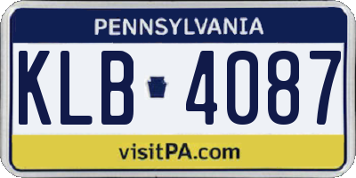 PA license plate KLB4087