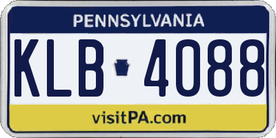 PA license plate KLB4088