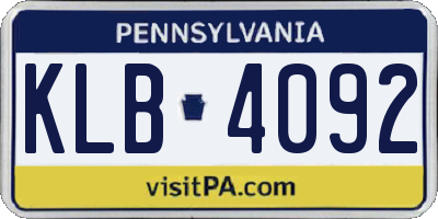 PA license plate KLB4092