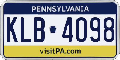 PA license plate KLB4098