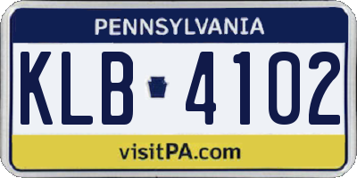 PA license plate KLB4102