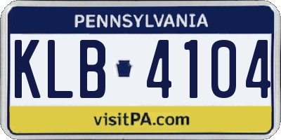 PA license plate KLB4104