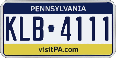 PA license plate KLB4111