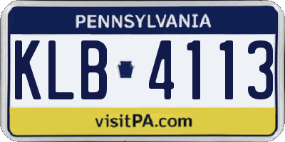 PA license plate KLB4113