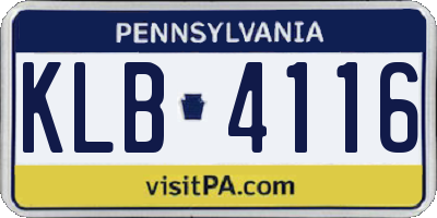 PA license plate KLB4116