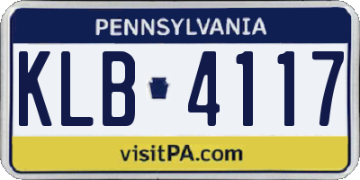 PA license plate KLB4117