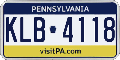 PA license plate KLB4118