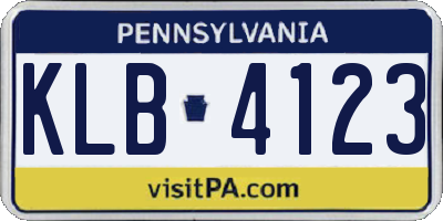 PA license plate KLB4123