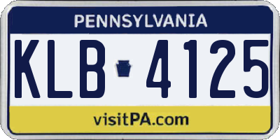 PA license plate KLB4125