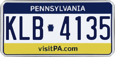 PA license plate KLB4135