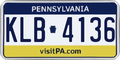 PA license plate KLB4136