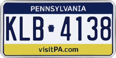 PA license plate KLB4138