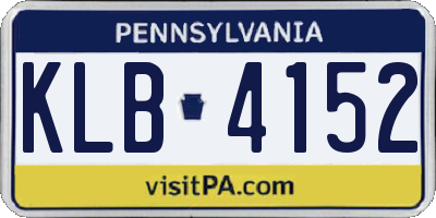 PA license plate KLB4152