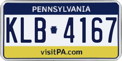 PA license plate KLB4167