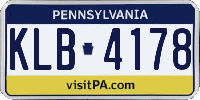 PA license plate KLB4178