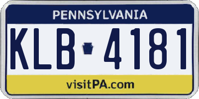 PA license plate KLB4181