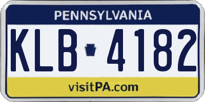 PA license plate KLB4182
