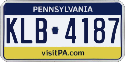 PA license plate KLB4187