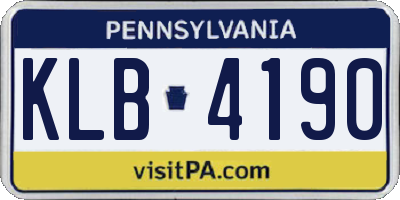PA license plate KLB4190