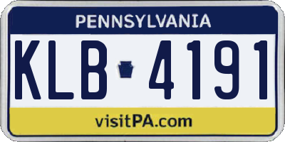 PA license plate KLB4191