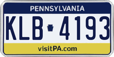 PA license plate KLB4193