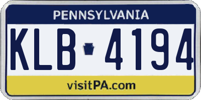 PA license plate KLB4194
