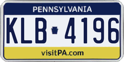 PA license plate KLB4196