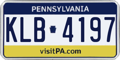 PA license plate KLB4197