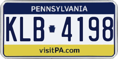 PA license plate KLB4198