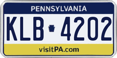 PA license plate KLB4202