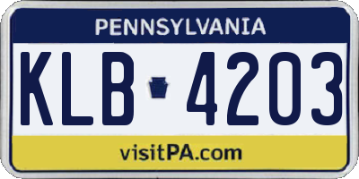 PA license plate KLB4203