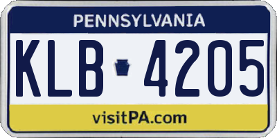 PA license plate KLB4205