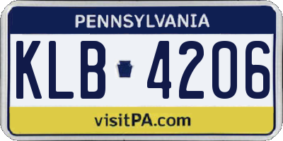 PA license plate KLB4206