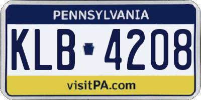 PA license plate KLB4208