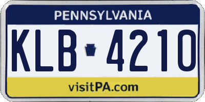 PA license plate KLB4210