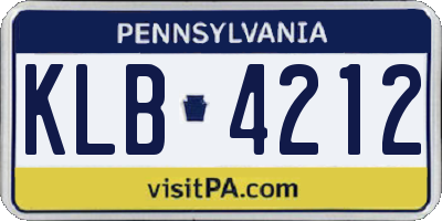 PA license plate KLB4212