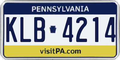 PA license plate KLB4214