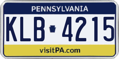 PA license plate KLB4215