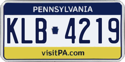 PA license plate KLB4219