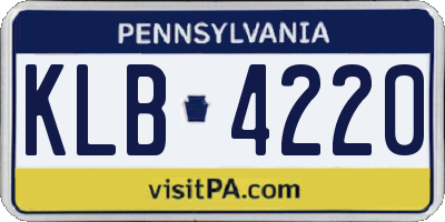 PA license plate KLB4220