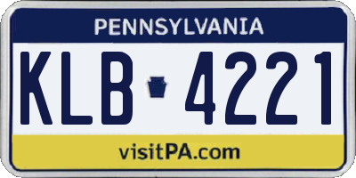 PA license plate KLB4221