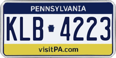 PA license plate KLB4223