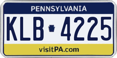 PA license plate KLB4225