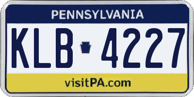 PA license plate KLB4227